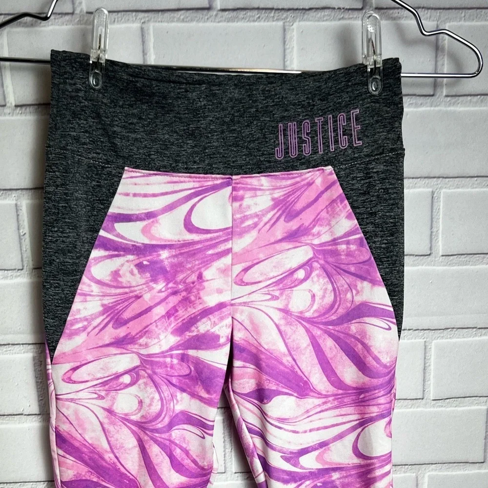 Justice Active Gray/Pink /Purple Swirl Leggings for girls/Size 10